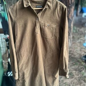 Toad&Co Corduroy Brown Scout Short Dress Size L Long Sleve